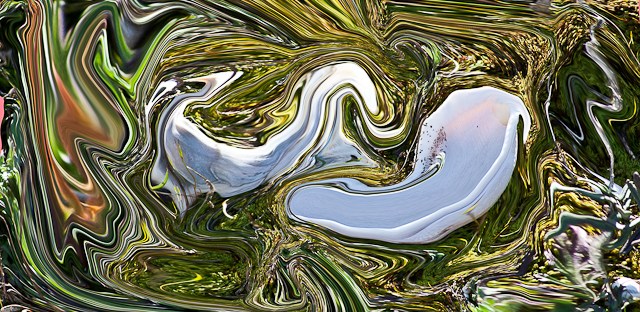 fluid white shapes and green on yellow colors with many shades background