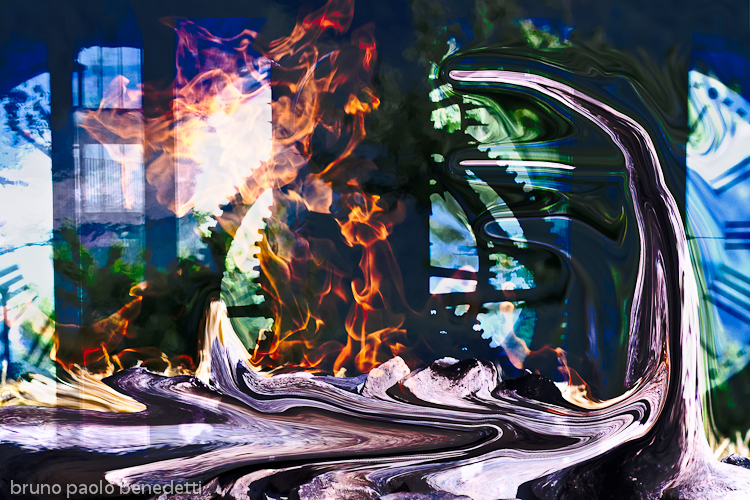 fire flame burns surreal clock gear