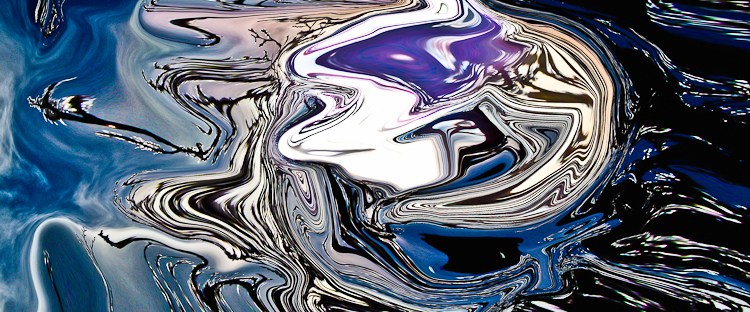 fluid floating shape in indigo color on fluid background