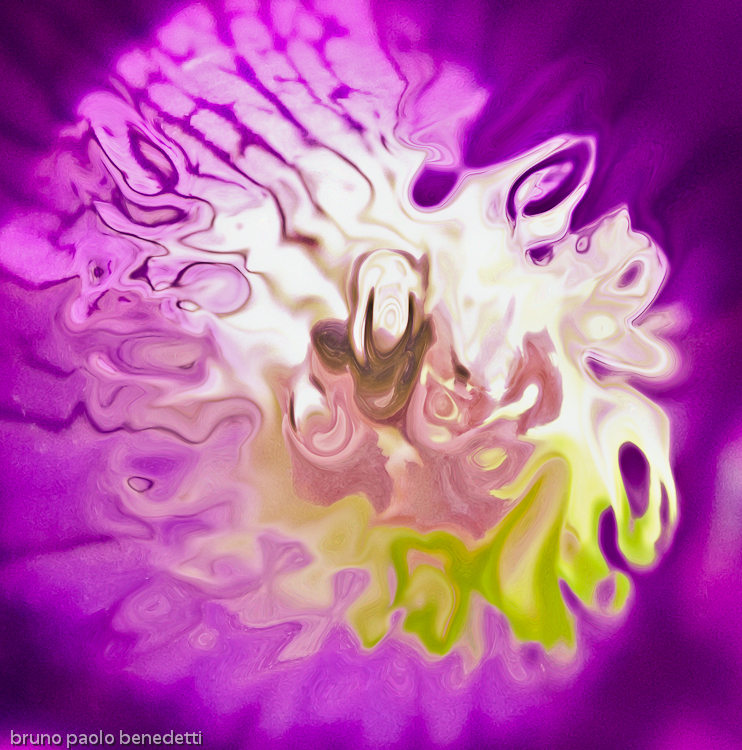 purple shape in acquerello texture with white and green shades