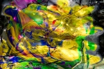 starry lights and mottled colors in abstract image with yellow dominant