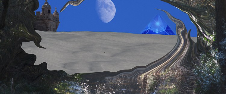 dream landscape behind a vortex in a forest