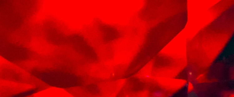 red dominant abstract shapes like transparent rocks