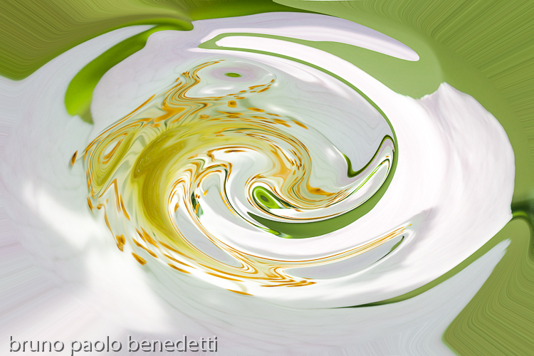 bright green backgrund white shape in middleground and green shades on foerground