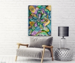 wall with multicolored abstract cmposition design canvas