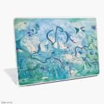 laptop skin with orient impressions abstract design in blue and green shades with floating shapes